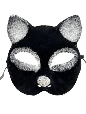 Ne Verelim Size Buğz Siyah Gümüş Simli Kedi Maskesi