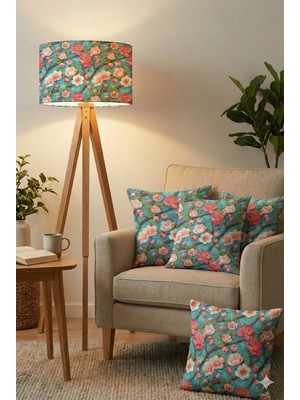 Allians Çiçek Desenli Kumaş Lambader Başlığı, Modern ve Şık Tasarım