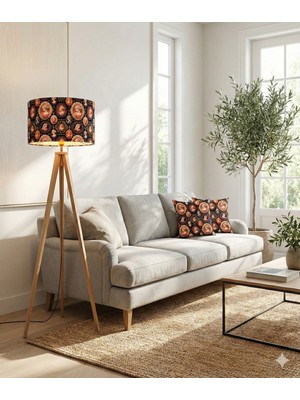 Allians Vintage Desenli Kumaş Lambader Başlığı, Şık ve Zarif Tasarım