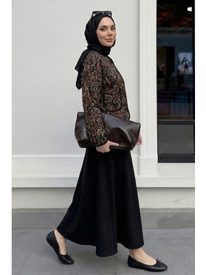 inStyle Etnik Desen Ceket Etek Siyah Takım