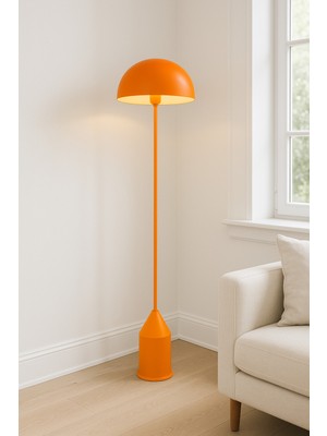 Allians Turuncu Mantar Model Lüks Ayaklı Dekoratif Lambader, Salon ve Yatak Odası Için