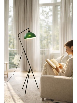 Allians Modern Tripod Lambader, Metal Retro Yeşil, Şık ve Zarif Aydınlatma Parçası