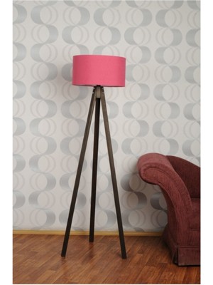 Allians Fuşya 3 Ayaklı Tripod Lambader Abajur Kumaş Başlık