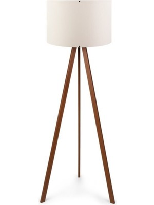 Allians Ahşap Tripod Lambader, Kumaş Başlık, Köşe Aydınlatması, Modern Tasarım