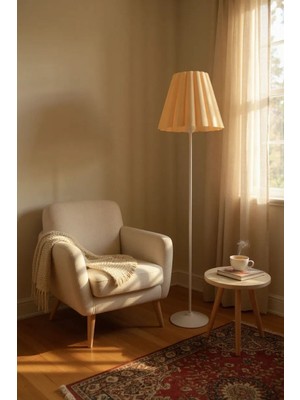 Allians Modern Şık Iskandinav Tarz Lambader, Metal Ayaklı Salon ve Yatak Odası Aydınlatması