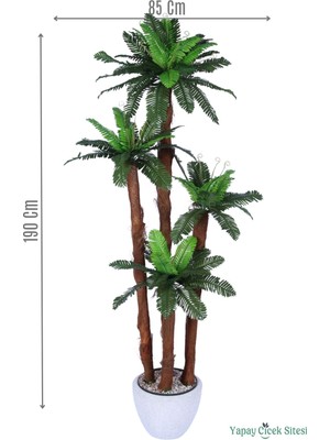 Yapay Çiçek Sitesi Kumaş Yapraklı Yapay Sıkas Ağacı 190 cm Bohem Gri Saksıda