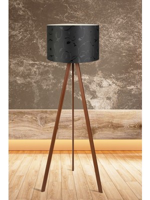 Allians Şık Siyah Desenli Tripod Lambader ile Modern Aydınlatma Keyfi