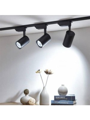 Allians Siyah Kasa ve Beyaz Işıklı 3’lü 360° Dönen LED Ray Spot Seti