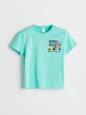 Lc Waikiki Yeni Sezon Bisiklet Yaka Baskılı Erkek Çocuk Tişört