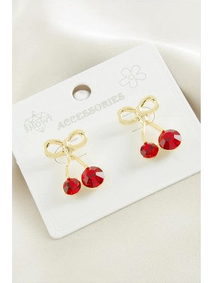 SiHako Kiraz Taşlı Metal Küpe