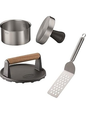 SHC4200 Rösle Barbekü Burger Seti 3 Parça 25426-100-300 gr Arasında Hamburger Köftesi Için Burger Presi