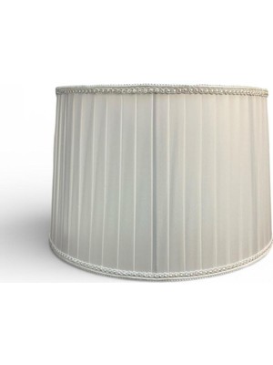 Allians El Yapımı Beyaz Pileli Kumaş Lambader Abajur Başlık, 45 cm Alt Çap