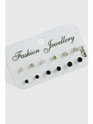 SiHako 12 Adet Tek Taşlı Küpe