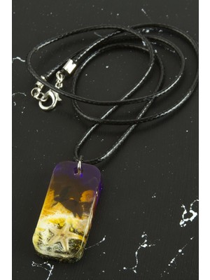 SiHako Deniz Yıldızı Dikdörtgen Epoksi Kolye