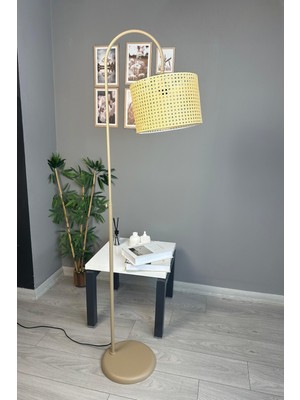 Allians Şık Hasır Bej Zemin Lambası, Modern ve Zarif Tasarım