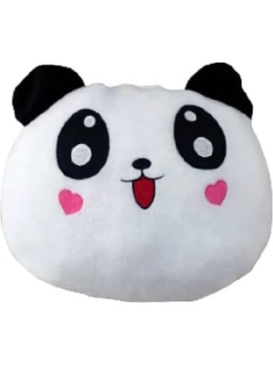 Storemax Uslucanmarketplace Arsimo 8683200803453 Panda Figürlü Kalp Yanaklı Sevimli Peluş Yastık Minnoş Yavru Panda Tasarımlı Dekoratif Yastık, Çok Renkli, Medium