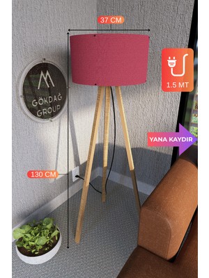 Allians Şık 3 Ayaklı Mega Boy Tripod Lambader Abajur Vişne Çürüğü