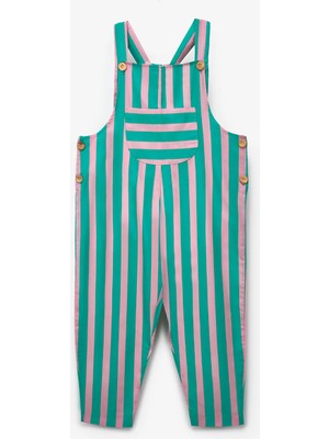 Le Mabelle Mint Çizgi Desenli Cep Detaylı Çocuk Salopet