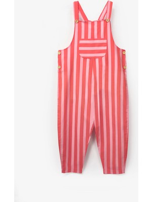 Le Mabelle Kırmızı Çizgi Desenli Cep Detaylı Çocuk Salopet