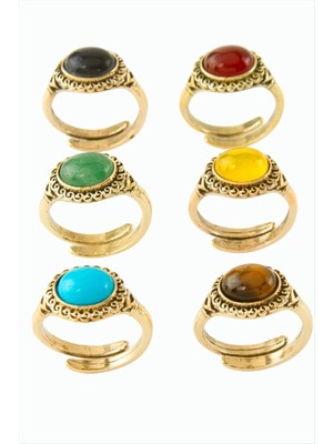 SiHako Oval Doğaltaşlı Otantik Yüzük