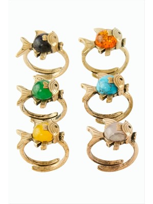 SiHako Balık Doğaltaşlı Otantik Yüzük