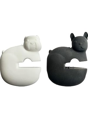 SHC4200 Fox Run Silikon Tencere Klipsi Kaşıklık, Fransız ve Ingiliz Bulldoglar, 2'li Set, 2,7 Inç, Bey