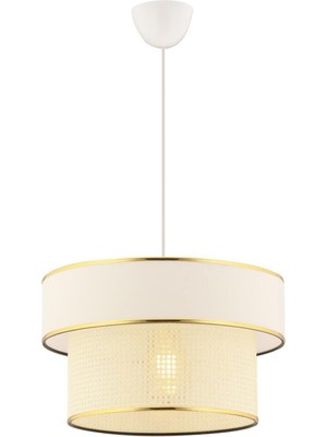 Allians Beyaz Kumaş Hazeran Iki Katlı Sarkıt Avize, Şık ve Modern Aydınlatma