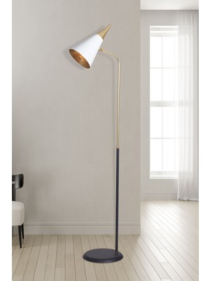 Allians Modern Sarı-Beyaz Metal Gövde Lüx Yerden Aydınlatma Lambader