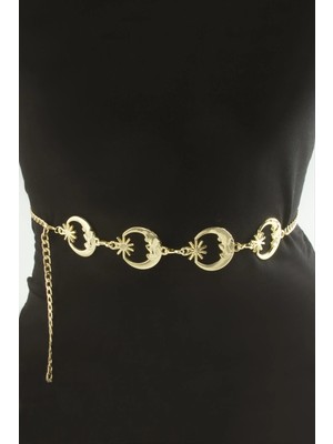 SiHako Ay Yıldız Metal Zincir Kemer