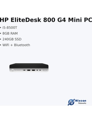 Yenilenmiş Hp Elitedesk 800 G4 Mini Pc I5-8500T 8gb Ddr4 240GB SSD Wifi Bluetooth Windows 10 Kurulu Garantili