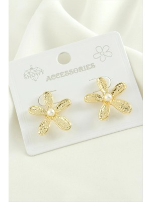 SiHako Çiçek Inci Metal Küpe