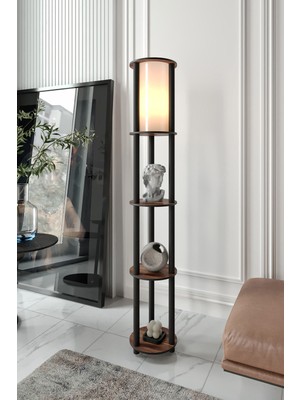 Allians Yuvarlak Dekoratif Raflı Lambader, Şık ve Fonksiyonel Aydınlatma Ürünü