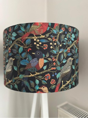 Allians Gece Kuşları Desenli Dijital Baskılı Kumaş Lambader Başlığı