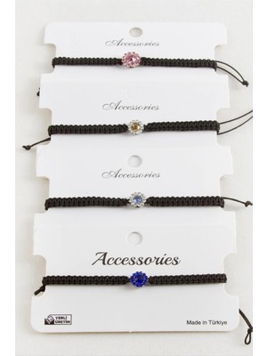 SiHako Çiçek Taşlı Makrome Örgülü Bileklik