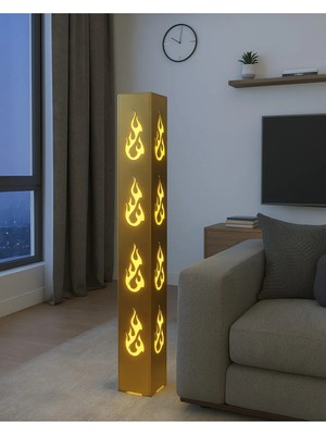 Allians Alev Desenli Amber LED Dekoratif Lambader, Şık ve Modern Tasarım