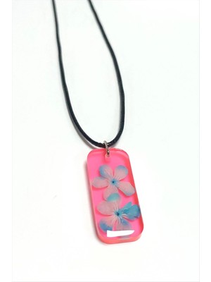 SiHako Kartopu Çiçeği Dikdörtgen Epoksi Kolye