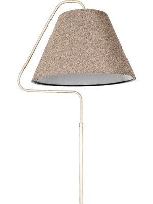 Allians Şık Tek Ayaklı Lambader Lena, Üçgen Krem Sarı Patine ve Kahverengi Kumaş