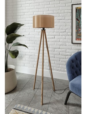 Allians Şık Siyah Dekoratif Tripod Kahve Lambası ve Abajur Seti