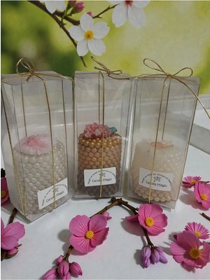 Doğal Candle Magic Tasarım Inci Detaylı Dekoratif Mum - Şık Hediye Kutulu
