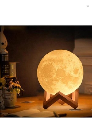 Allians Şık 3D Ay Gece Lambası, Pilli ve Standlı Dekoratif Işık