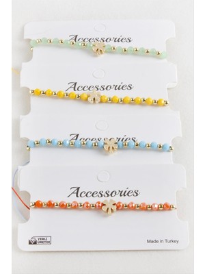 SiHako Yonca Kristal Makrome Ip Bileklik