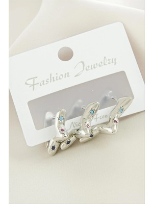 SiHako 3 Adet Yıldız Zirkon Taşlı Küpe