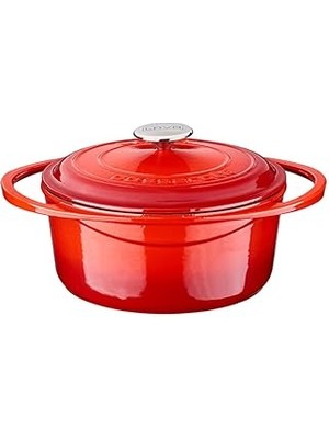 SHC4200 Lava Metal Heritage Serisi - Döküm Tencere, Yuvarlak, 24 Cm, Kırmızı