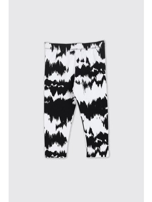 Panço Kız Çocuk Desenli Beyaz Tayt Normal Bel Örme Kumaş ile 3 Yaş İçin Rahat Kullanım