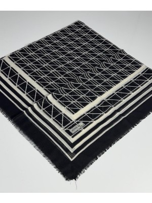 Sinem Emprime Koton Eşarp -  Siyah / BEYAZ-6292-06