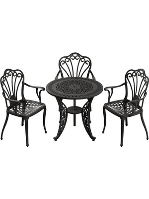 Ivf Siyah Yuvarlak Masa + 3'lü Istanbul Sandalye