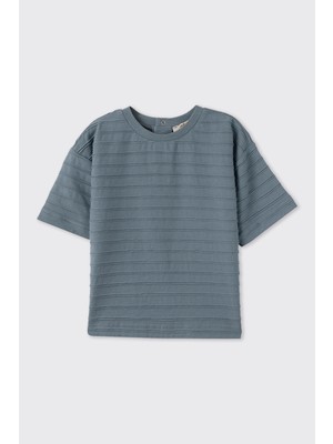 Panço Erkek Bebek Kısa Kollu Indigo Tişört