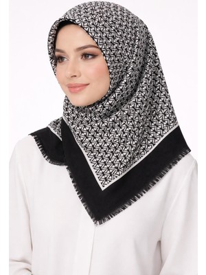 Sinem Emprime Koton Eşarp -  Siyah / BEYAZ-6292