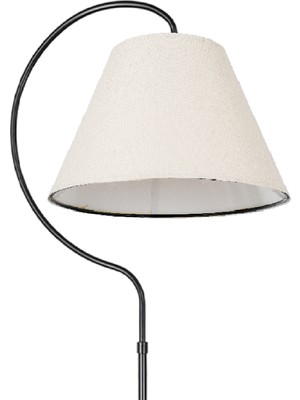Allians Krem Kumaş Şapkalı Tek Ayaklı Siyah Elips Salon Köşe Lambası