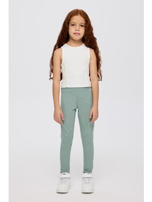 Panço Kız Çocuk Yumuşak Dokulu Yeşil Tayt